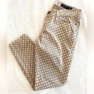 Current Elliott GUC tan polka dot skinny jeans